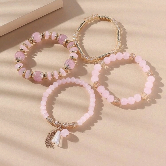 4 Pieces Crystal Beaded Bracelet - Picture 5 of 5